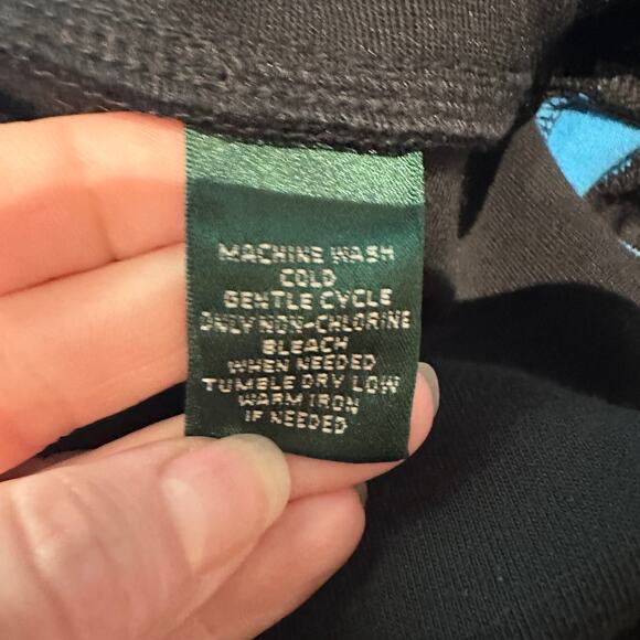 L-RL Lauren Active Ralph Lauren Size Large Track Pants  Zip Pockets Black Blue - Picture 7 of 10